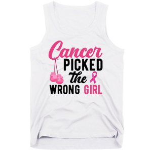 Cancer Picked The Wrong Girl Pink Ribbon Tank Top