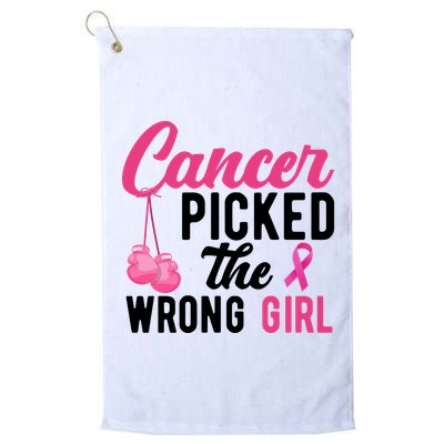 Cancer Picked The Wrong Girl Pink Ribbon Golf Towel