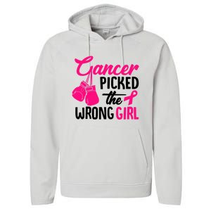 Cancer Picked The Wrong Breast Cancer Awareness Gift Performance Fleece Hoodie