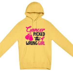 Cancer Picked The Wrong Breast Cancer Awareness Gift Premium Pullover Hoodie