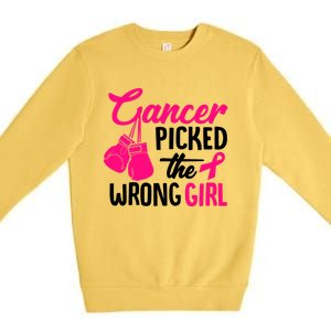 Cancer Picked The Wrong Breast Cancer Awareness Gift Premium Crewneck Sweatshirt