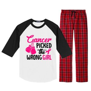 Cancer Picked The Wrong Breast Cancer Awareness Gift Raglan Sleeve Pajama Set