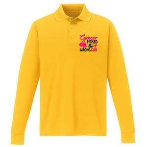 Cancer Picked The Wrong Breast Cancer Awareness Gift Performance Long Sleeve Polo