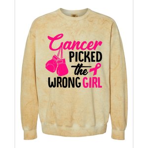 Cancer Picked The Wrong Breast Cancer Awareness Gift Colorblast Crewneck Sweatshirt