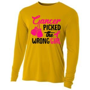 Cancer Picked The Wrong Breast Cancer Awareness Gift Cooling Performance Long Sleeve Crew