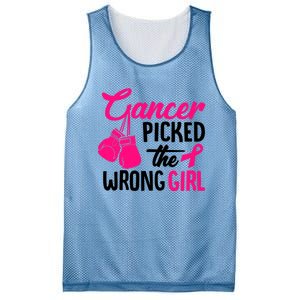 Cancer Picked The Wrong Breast Cancer Awareness Gift Mesh Reversible Basketball Jersey Tank