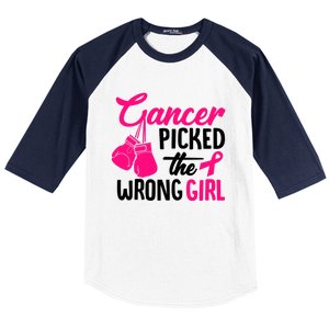 Cancer Picked The Wrong Breast Cancer Awareness Gift Baseball Sleeve Shirt