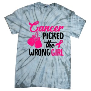 Cancer Picked The Wrong Breast Cancer Awareness Gift Tie-Dye T-Shirt