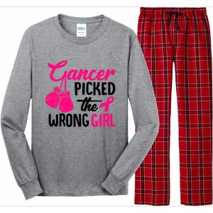 Cancer Picked The Wrong Breast Cancer Awareness Gift Long Sleeve Pajama Set