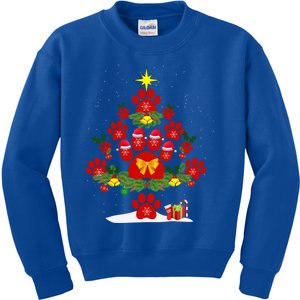 Christmas Paw Tree Cute Funny Cat Lover Dog Lover Christmas Gift Kids Sweatshirt