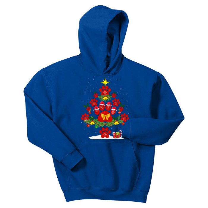 Christmas Paw Tree Cute Funny Cat Lover Dog Lover Christmas Gift Kids Hoodie