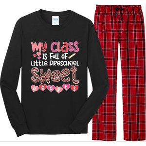 Cute Preschool Teacher Valentines Day Preschool Teaching Gift Long Sleeve Pajama Set