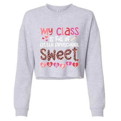 Cute Preschool Teacher Valentines Day Preschool Teaching Gift Cropped Pullover Crew