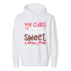 Cute Preschool Teacher Valentines Day Preschool Teaching Gift Garment-Dyed Fleece Hoodie