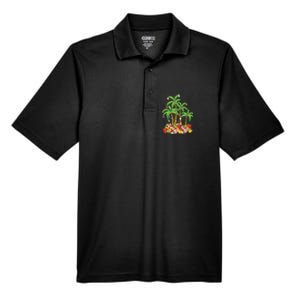 Christmas Palm Tree Tropical Xmas Coconut Lights Men's Origin Performance Pique Polo