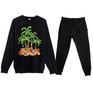 Christmas Palm Tree Tropical Xmas Coconut Lights Premium Crewneck Sweatsuit Set