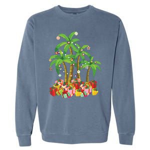 Christmas Palm Tree Tropical Xmas Coconut Lights Garment-Dyed Sweatshirt