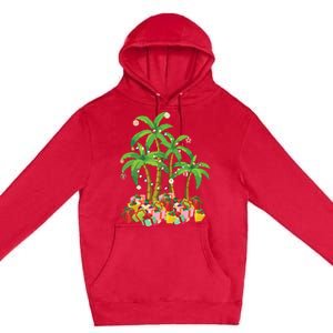 Christmas Palm Tree Tropical Xmas Coconut Lights Premium Pullover Hoodie