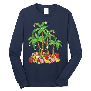 Christmas Palm Tree Tropical Xmas Coconut Lights Long Sleeve Shirt