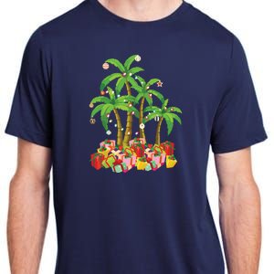 Christmas Palm Tree Tropical Xmas Coconut Lights Adult ChromaSoft Performance T-Shirt