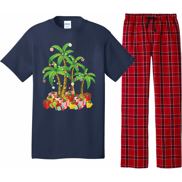 Christmas Palm Tree Tropical Xmas Coconut Lights Pajama Set