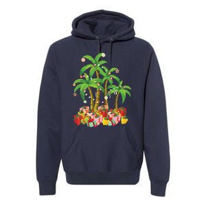 Christmas Palm Tree Tropical Xmas Coconut Lights Premium Hoodie