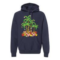 Christmas Palm Tree Tropical Xmas Coconut Lights Premium Hoodie