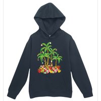 Christmas Palm Tree Tropical Xmas Coconut Lights Urban Pullover Hoodie