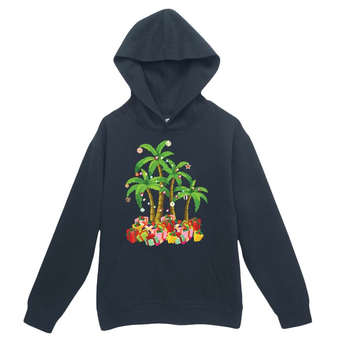 Christmas Palm Tree Tropical Xmas Coconut Lights Urban Pullover Hoodie