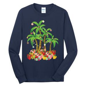 Christmas Palm Tree Tropical Xmas Coconut Lights Tall Long Sleeve T-Shirt