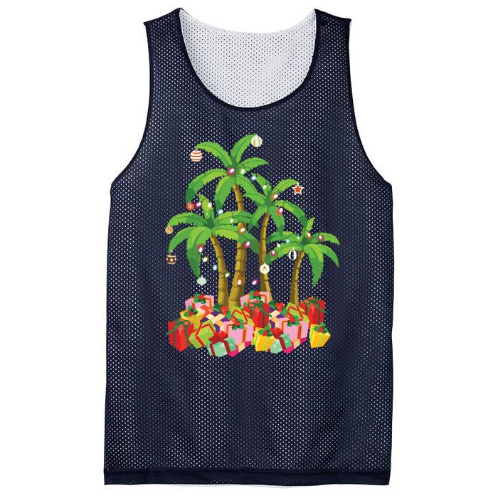 Christmas Palm Tree Tropical Xmas Coconut Lights Mesh Reversible Basketball Jersey Tank