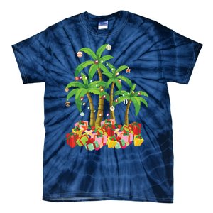 Christmas Palm Tree Tropical Xmas Coconut Lights Tie-Dye T-Shirt