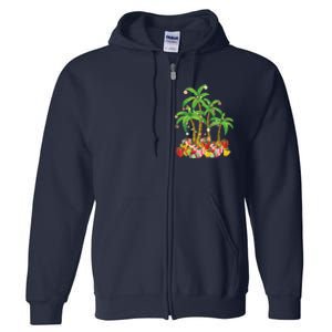 Christmas Palm Tree Tropical Xmas Coconut Lights Full Zip Hoodie