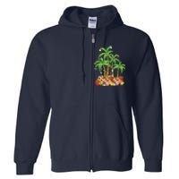 Christmas Palm Tree Tropical Xmas Coconut Lights Full Zip Hoodie