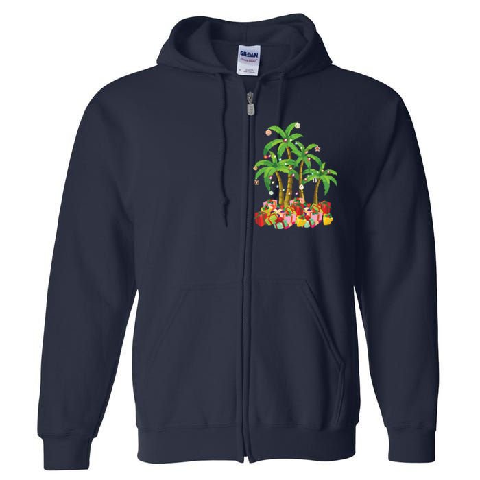 Christmas Palm Tree Tropical Xmas Coconut Lights Full Zip Hoodie