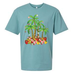 Christmas Palm Tree Tropical Xmas Coconut Lights Sueded Cloud Jersey T-Shirt