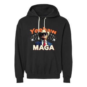 Cow President Trump 2024 Election Maga Garment-Dyed Fleece Hoodie