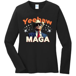 Cow President Trump 2024 Election Maga Ladies Long Sleeve Shirt