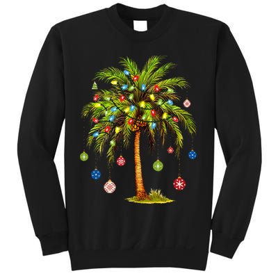 Christmas Palm Tree Light Hawaiian Tropical Xmas Sweatshirt