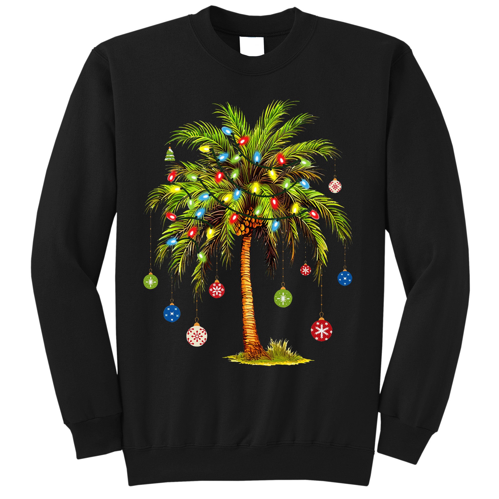 Christmas Palm Tree Light Hawaiian Tropical Xmas Sweatshirt