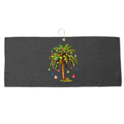 Christmas Palm Tree Light Hawaiian Tropical Xmas Large Microfiber Waffle Golf Towel