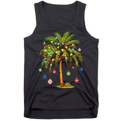 Christmas Palm Tree Light Hawaiian Tropical Xmas Tank Top
