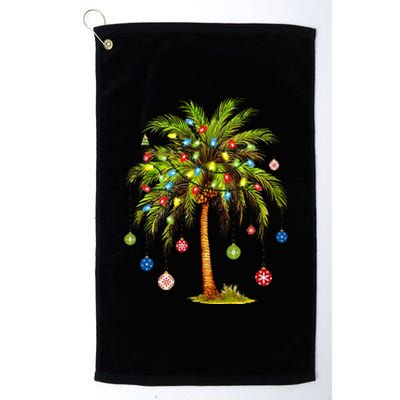 Christmas Palm Tree Light Hawaiian Tropical Xmas Platinum Collection Golf Towel