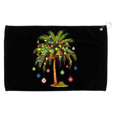 Christmas Palm Tree Light Hawaiian Tropical Xmas Grommeted Golf Towel