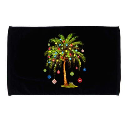 Christmas Palm Tree Light Hawaiian Tropical Xmas Microfiber Hand Towel