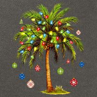 Christmas Palm Tree Light Hawaiian Tropical Xmas Cotton Canvas Backpack