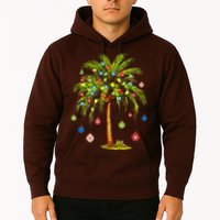 Christmas Palm Tree Light Hawaiian Tropical Xmas Hoodie