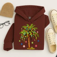 Christmas Palm Tree Light Hawaiian Tropical Xmas Hoodie