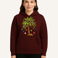 Christmas Palm Tree Light Hawaiian Tropical Xmas Hoodie