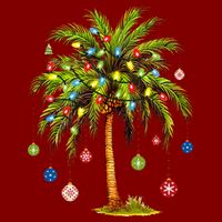 Christmas Palm Tree Light Hawaiian Tropical Xmas Beanie